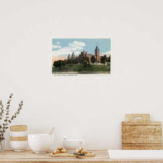 Uitzicht van het Heilige Kruiscollege Poster (Keuken)