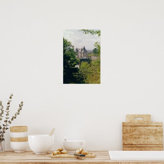 Uitzicht van het herstelde kasteel uit het noorden poster (Keuken)