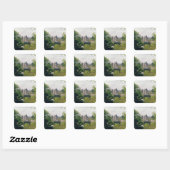 Uitzicht van het herstelde kasteel uit het noorden vierkante sticker (Vel)