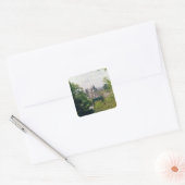 Uitzicht van het herstelde kasteel uit het noorden vierkante sticker (Envelop)