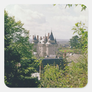 Uitzicht van het herstelde kasteel uit het noorden vierkante sticker