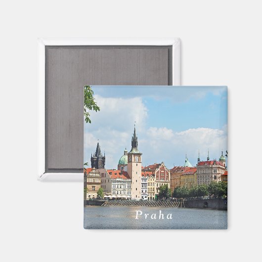 Uitzicht van het historische deel van Praag. Magneet (Voorkant / Achterkant)