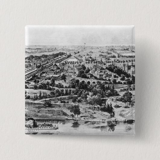 Uitzicht van het honderdjarig bestaan vierkante button 5,1 cm (Voorkant)