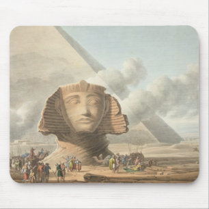 Uitzicht van het hoofd van de Sphinx en de piramid Muismat