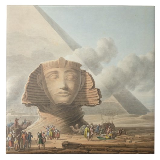 Uitzicht van het hoofd van de Sphinx en de piramid Tegeltje (Voorkant)