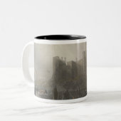 Uitzicht van het kasteel van Carrifergus Tweekleurige Koffiemok (Voorkant links)