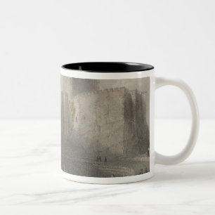 Uitzicht van het kasteel van Carrifergus Tweekleurige Koffiemok