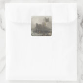 Uitzicht van het kasteel van Carrifergus Vierkante Sticker (Tas)