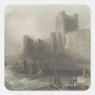 Uitzicht van het kasteel van Carrifergus Vierkante Sticker