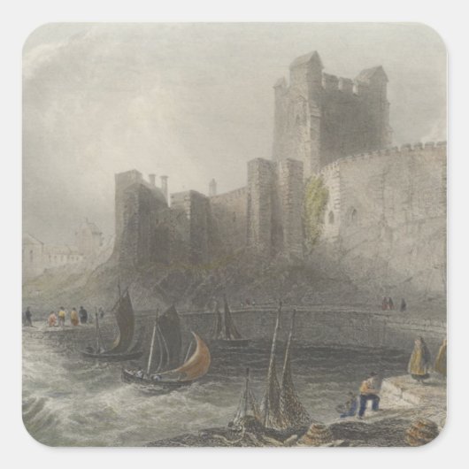 Uitzicht van het kasteel van Carrifergus Vierkante Sticker (Voorkant)