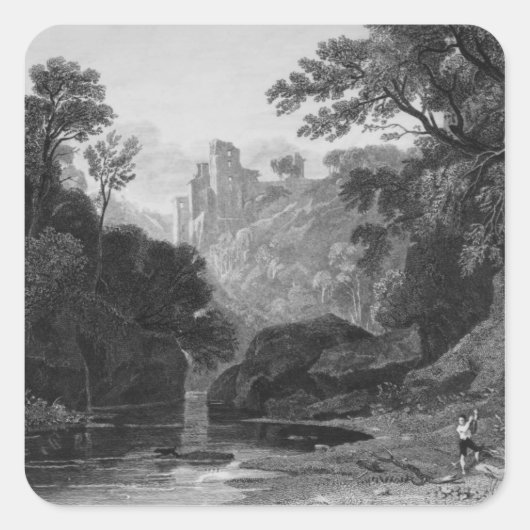 Uitzicht van het kasteel van Roslin Vierkante Sticker (Voorkant)