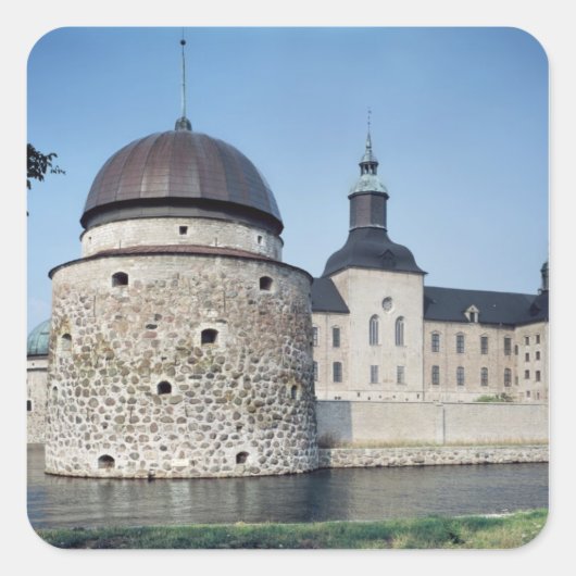 Uitzicht van het kasteel van Vadstena, ingebouwd i Vierkante Sticker (Voorkant)