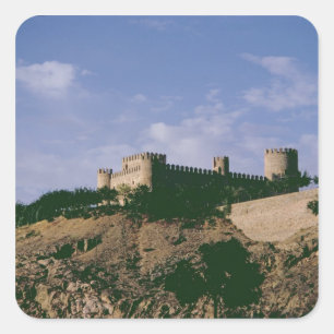 Uitzicht van het kasteel vierkante sticker