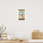 Uitzicht van het keukenvenster in de winter poster (Keuken)