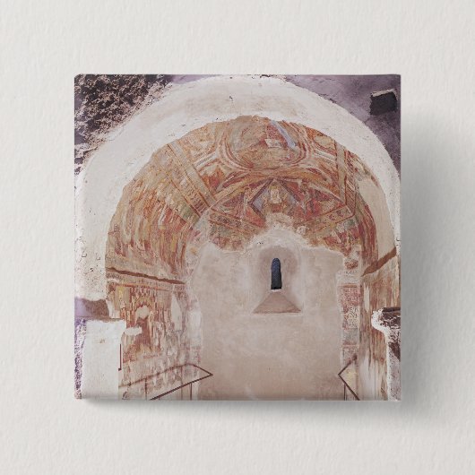 Uitzicht van het koor met frescoes vierkante button 5,1 cm (Voorkant)