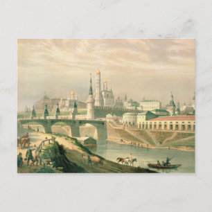 Uitzicht van het Kremlin in Moskou, 1830 Briefkaart