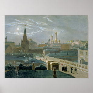 Uitzicht van het Kremlin in Moskou, jaren 1840 Poster
