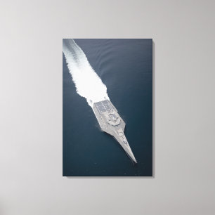 Uitzicht van het kustgevechtsschip canvas afdruk