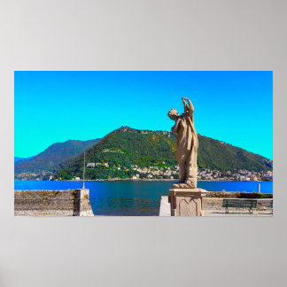 Uitzicht van het landschapsgebergte Como Italië Poster
