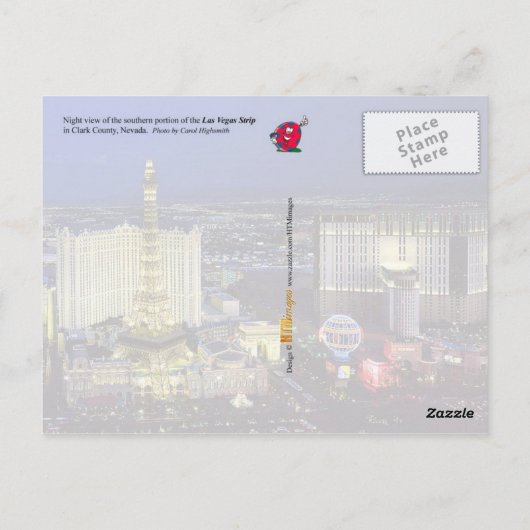 Uitzicht van het Las Vegas Strip 's nachts Briefkaart (Achterkant)