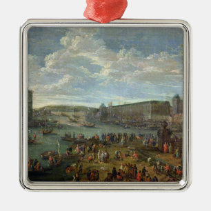 Uitzicht van het Louvre en de Tour de Nesles Metalen Ornament