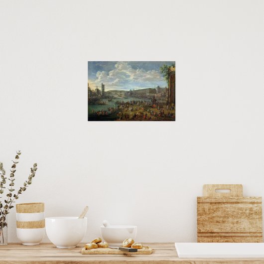 Uitzicht van het Louvre en de Tour de Nesles Poster (Keuken)