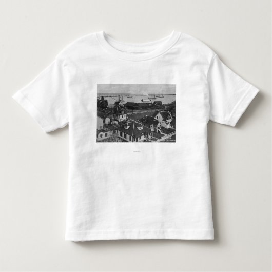 Uitzicht van het luchtwater van de eilanden en de  kinder shirts (Voorkant)