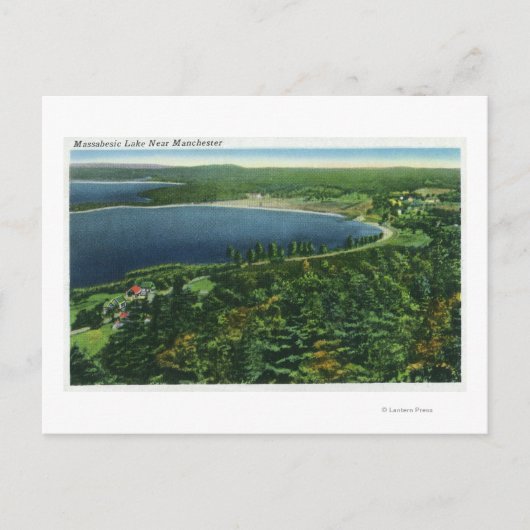 Uitzicht van het Massabesic Lake bij de stad Briefkaart (Voorkant)
