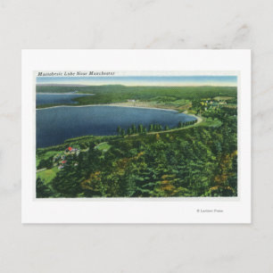 Uitzicht van het Massabesic Lake bij de stad Briefkaart