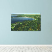 Uitzicht van het Massabesic Lake bij de stad Canvas Afdruk (Insitu (Houten vloer))