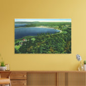 Uitzicht van het Massabesic Lake bij de stad Canvas Afdruk (Insitu (Woonkamer))
