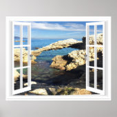 Uitzicht van het mediterrane kunstvenster poster (Voorkant)