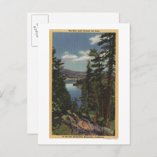 Uitzicht van het meer door de pijnbomen # 2 briefkaart (Voorkant / Achterkant)