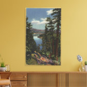 Uitzicht van het meer door de pijnbomen # 2 canvas afdruk (Insitu (Woonkamer))