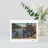 Uitzicht van het meer door de pijnbomen briefkaart (Staand voorkant)