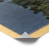 Uitzicht van het meer door de pijnbomen poster (Hoek)