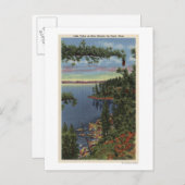 Uitzicht van het meer door suikerpijnbomen briefkaart (Voorkant / Achterkant)