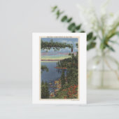 Uitzicht van het meer door suikerpijnbomen briefkaart (Staand voorkant)