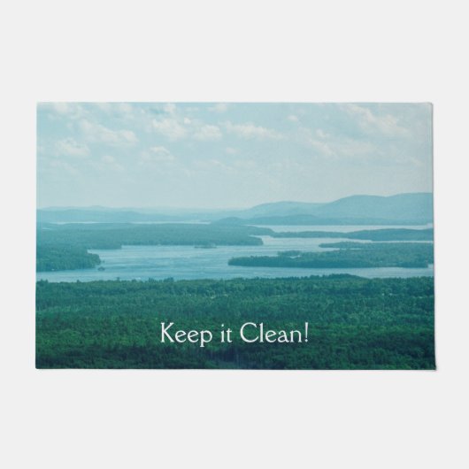 Uitzicht van het meer en de bergen deurmat (Voorkant)