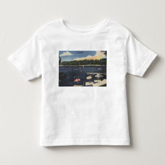 Uitzicht van het meer, met bomen uitgelijnde Shore Kinder Shirts (Voorkant)