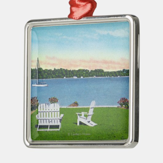 Uitzicht van het meer metalen ornament (Links)