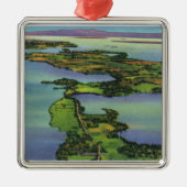 Uitzicht van het meer, NY en VT Split Metalen Ornament (Voorkant)