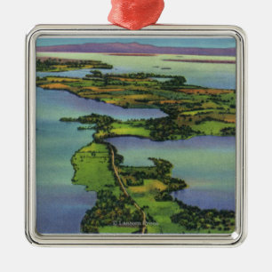 Uitzicht van het meer, NY en VT Split Metalen Ornament
