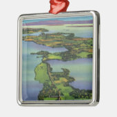 Uitzicht van het meer, NY en VT Split Metalen Ornament (Links)