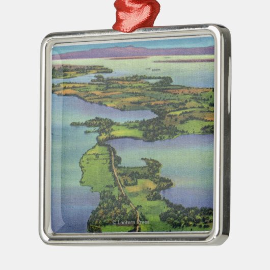 Uitzicht van het meer, NY en VT Split Metalen Ornament (Links)