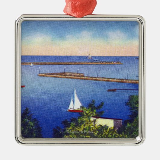 Uitzicht van het meer Ontario Metalen Ornament (Voorkant)