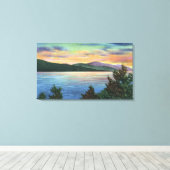 Uitzicht van het meer Sunrise van Buck Mountain Canvas Afdruk (Insitu (Houten vloer))