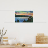 Uitzicht van het meer Sunrise van Buck Mountain Poster (Keuken)