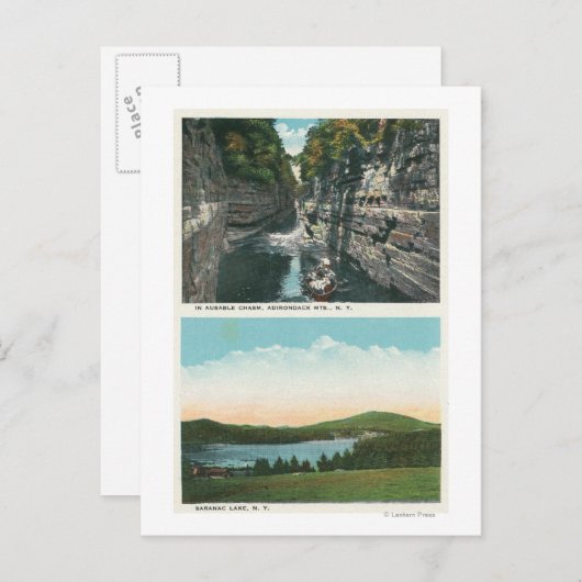 Uitzicht van het meer van Abruikbare Chasm en Sara Briefkaart (Voorkant / Achterkant)