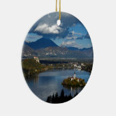 Uitzicht van het meer van Bled uit Ojstrica Keramisch Ornament (Rechts)